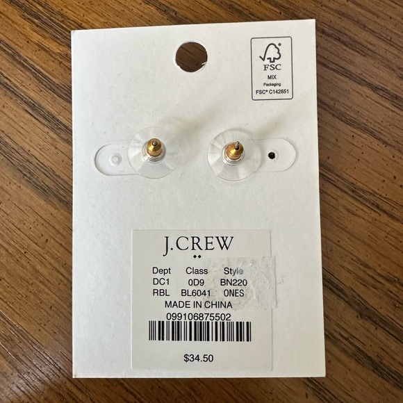 NWT J. Crew navy stud earrings - Picture 2 of 2